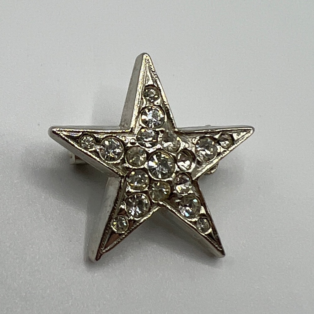 Silver & Rhinestone Star Brooch - Picture 1 of 4